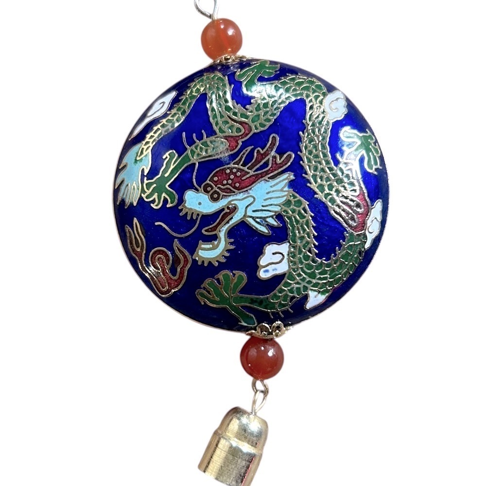 Vintage Double Sided Chinese Dragon Cloisonné Pendant